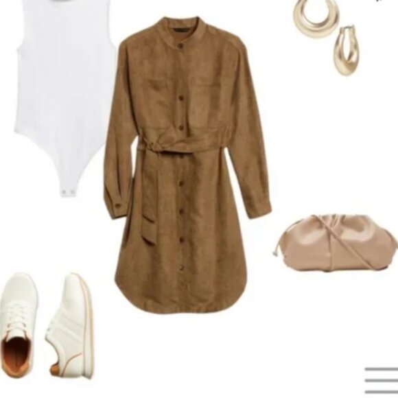 Banana Republic Vegan Suede Shirt Dress Size Small NWT - Picture 3 of 12